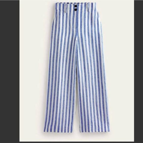 Boden Westbourne wide leg blue and white stripe linen trousers sz 6 - Picture 11 of 11